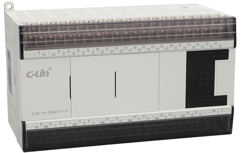 XLEC-D5-1S1814R-A，18进14出继电器输出，带RS485*2、RS232*1、USB*1、以太网接口*1，支持CanOpen通讯，支持PLC扩展模块，额定电压：AC220V